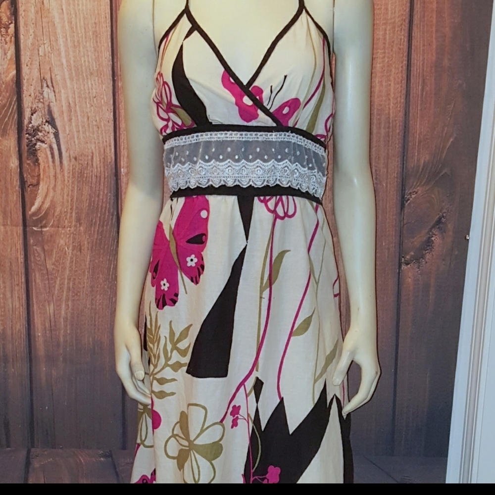 GIRL TALK Butterfly Halter Maxi Sun Dress